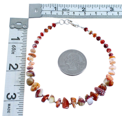 Southwestern Oyster Shell Genuine Sterling Silver Bead Bracelet DX116101